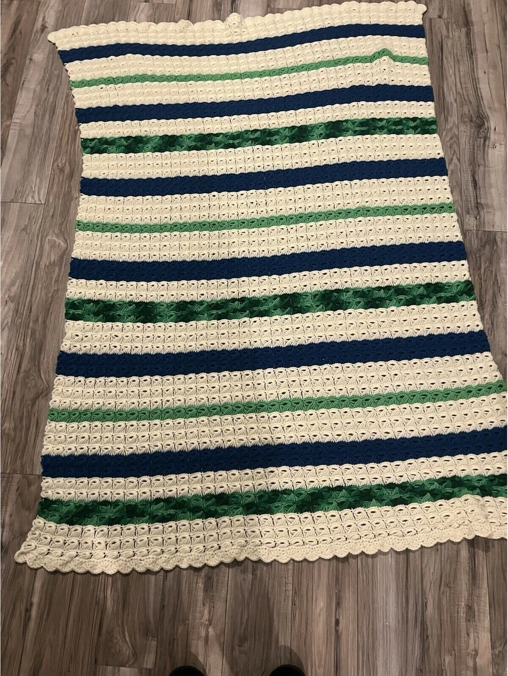 Handmade Crochet Striped Throw Blanket Afghan Colorful 66